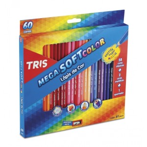 Lapis de Cor 60 cores TRIS Mega Softcolor + Apontador