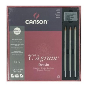KIT C À GRAIN 180g + 3 CRAYONS DRAWING BOX 400015766 CANSON