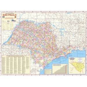 MAPA ESTADO DE SÃO PAULO 120x90cm 2018